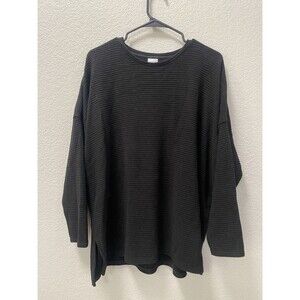Chico's Dylana Hi Low Pullover Ribbed Basic Dolman Sleeve Top Black XL /XXL